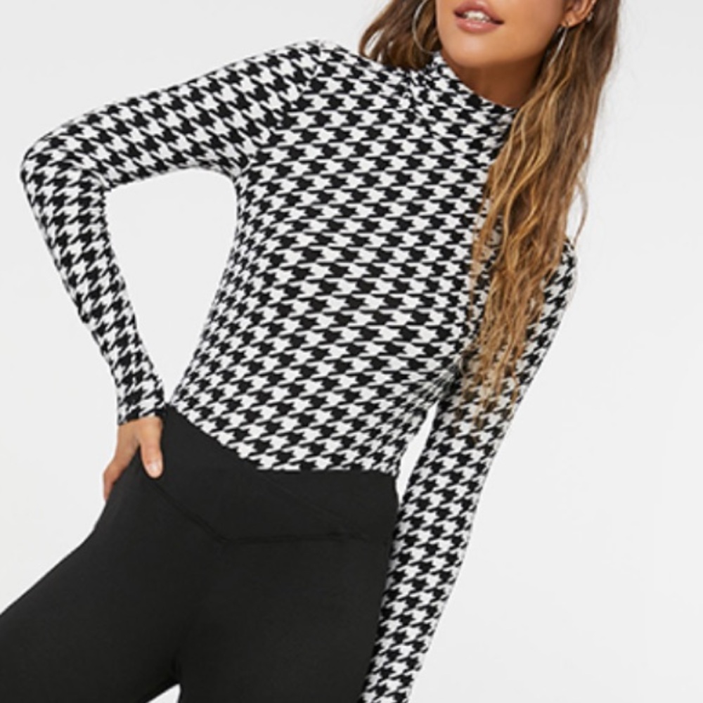 2 for $17 - NWT Mock turtleneck shirts Houndstooth baby blue long sleeve